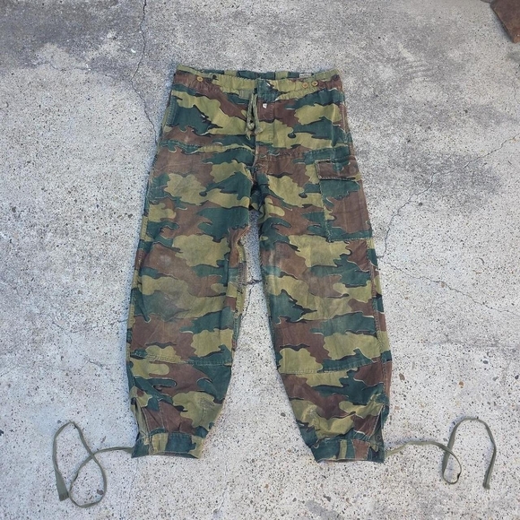 Vintage 50s 1958 Belgian Jigsaw Brushstroke Camo Pants Begetex